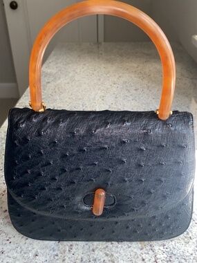 GUCCI ostrich leather handbag.